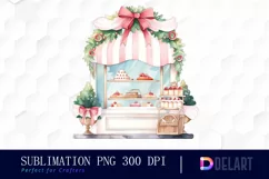 Watercolor Christmas Dessert Shop Clipart, Illustration PNG Product Image 1