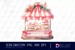 Watercolor Christmas Dessert Shop Clipart, Illustration PNG Product Image 1