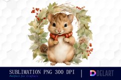 Watercolor Christmas Woodland Animal Clipart, PNG Set Product Image 1