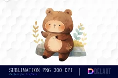 Watercolor Cute Brown Bear PNG Clipart Product Image 1