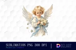 Watercolor Vintage Cupid Clipart, Illustration PNG Product Image 1