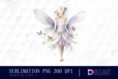 Watercolor Cute White Fairy PNG Clipart Product Image 1