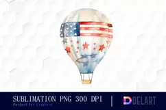 Watercolor American Hot Air Bal loon Sublimation Graphics Product Image 1