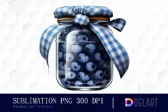 Watercolor Jar Blueberry Jam Checkered PNG Clipart Product Image 1