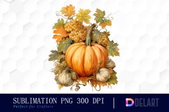 Watercolor Boho Pumpkin Patch Clipart Design Product Image 1
