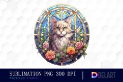 Watercolor Stained Glass Gothic Cat Clipart, Artwork Product Image 1