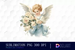 Watercolor Vintage Cupid Clipart, Illustration PNG Product Image 1