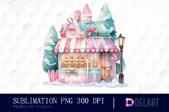 Watercolor Christmas Dessert Shop Clipart, Illustration PNG Product Image 1