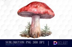 Watercolor Red Mushroom Clipart, Sublimation Art Product Image 1