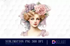 Watercolor Pastel Victorian Lady PNG Clipart Product Image 1