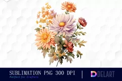 Watercolor Autumn Bouquet Clipart, Illustration PNG Product Image 1