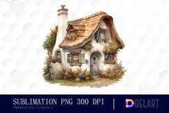 Watercolor Cozy Cottage Clipart, PNG Set Product Image 1