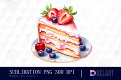Watercolor Pastel of Slice of Cake Clipart Image Product Image 1