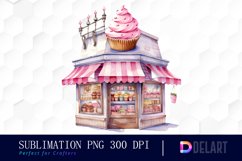 Watercolor Cupcake Store Clipart Image Product Image 1