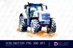 Watercolor Tractor Farm Field PNG Clipart Product Image 1