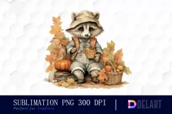 Watercolor Fall Woodland Animal Clipart, Sublimation Art Product Image 1