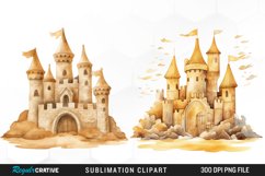 Watercolor Sandcastle Sublimation Art Clipart Product Image 1