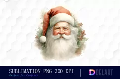 Watercolor Pastel Santa Claus Clipart, Sublimation Art Product Image 1