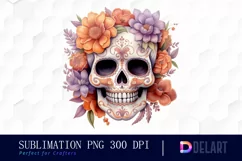 Watercolor Day of the Dead Clipart, Illustration PNG Product Image 1