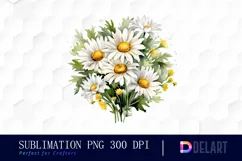 Watercolor Daisy Flower Bouquet PNG Clipart Product Image 1