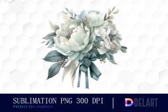 Watercolor Pale Blue Peony Clipart, Sublimation Art Product Image 1