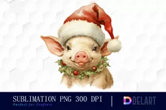 Watercolor Christmas Vintage Farm Clipart, Sublimation Art Product Image 1