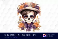 Watercolor Day of the Dead Clipart, Illustration PNG Product Image 1