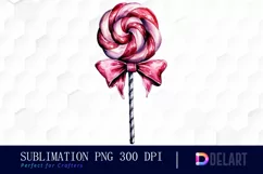 Watercolor Pink and Black Lollipop Bow PNG Clipart Product Image 1