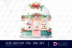 Watercolor Christmas Dessert Shop Clipart, Illustration PNG Product Image 1
