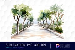 Watercolor Outdoor Walkway Clipart Product Image 1