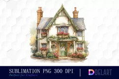 Watercolor Cozy Christmas House Clipart, Sublimation Art Product Image 1