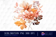 Watercolor Autumn Bouquet Flower Clipart, Sublimation Art Product Image 1