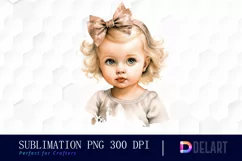 Watercolor Vintage Cute Baby Girl Clipart Image Product Image 1