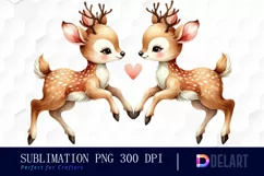 Watercolor Boho Woodland Animal Couple Clipart, Artwork Product Image 1
