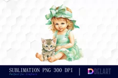 Watercolor Vintage Cute Baby Girl Clipart Image Product Image 1