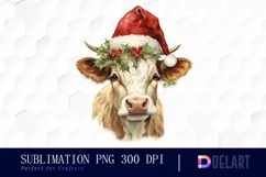 Watercolor Christmas Vintage Farm Clipart, Sublimation Art Product Image 1