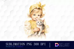 Watercolor Vintage Cute Baby Girl Exquisite Clipart Product Image 1