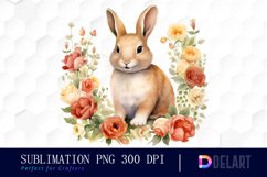 Watercolor Valentine Rabbit Clipart, Sublimation Art Product Image 1