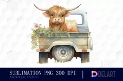 Watercolor Baby Highland Cow Clipart, Sublimation Art Product Image 1