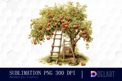 Watercolor Apple Harvest Clipart, Illustration PNG Product Image 1