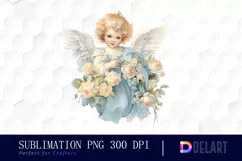 Watercolor Vintage Cupid Clipart, Illustration PNG Product Image 1