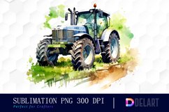 Watercolor Tractor Farm Field Clipart Set Product Image 1