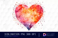 Watercolor Heart Fireworks Clipart, Sublimation Art Product Image 1