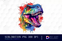 Watercolor Trex Children PNG Clipart Product Image 1