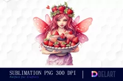 Fairy Girl Strawberries Sublimation Clipart Product Image 1