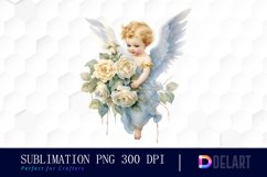 Watercolor Vintage Cupid Clipart, Illustration PNG Product Image 1