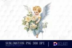 Watercolor Vintage Cupid Clipart, Illustration PNG Product Image 1