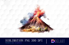 Watercolor Volcano Clipart Product Image 1
