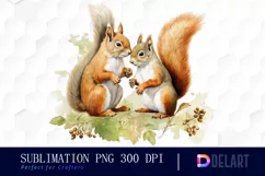 Watercolor Animal Couple Clipart, Illustration PNG Product Image 1