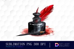 Inkwell with a Red Bird Clipart Set Product Image 1